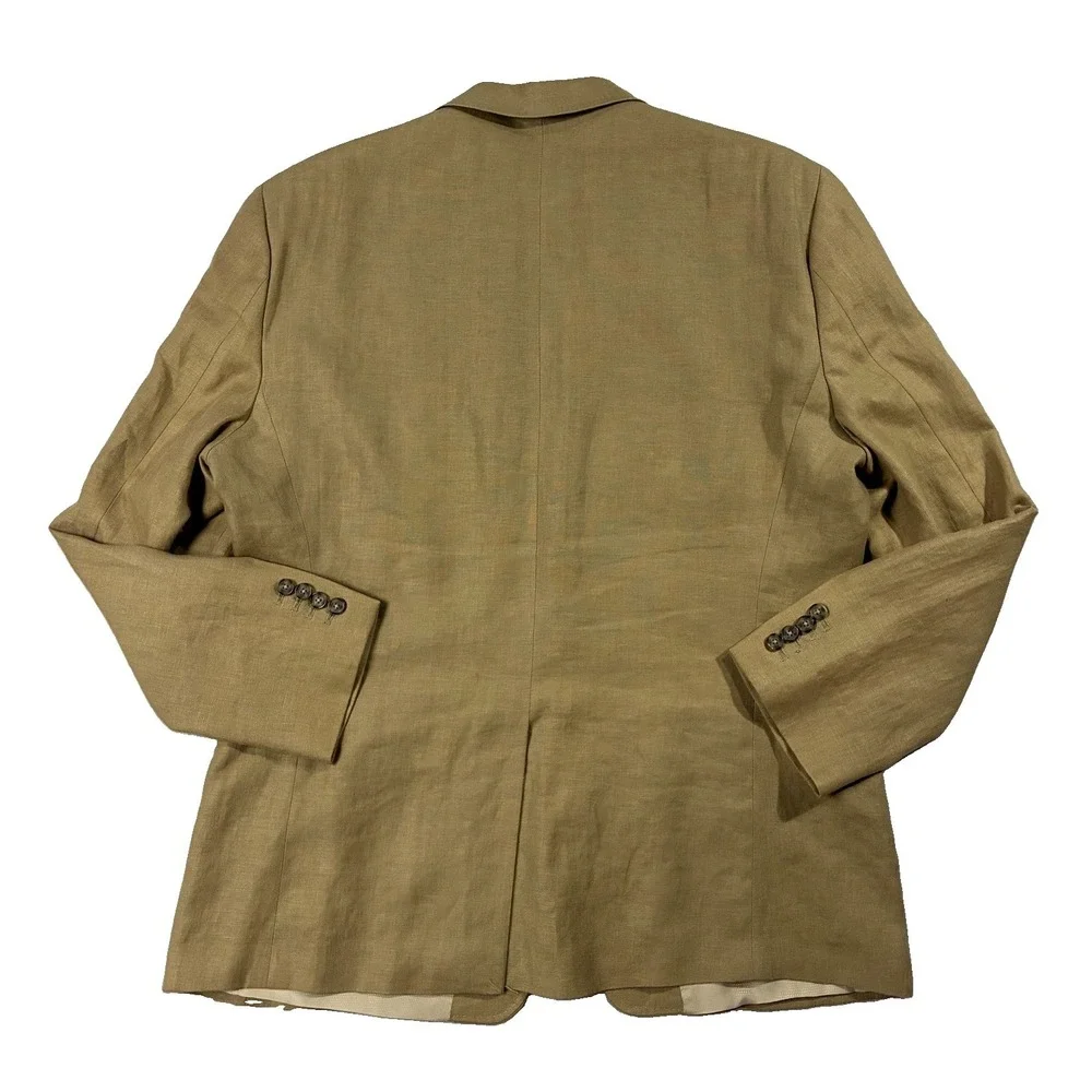 Murano Baird McNutt Linen Blazer Single Breasted Tan Mens XL Quiet Luxury Resort